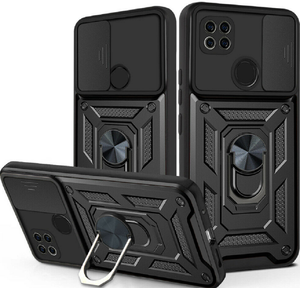 Bodycell Armor Slide - Ανθεκτική Θήκη Xiaomi Redmi 9C με Κάλυμμα για την Κάμερα & Μεταλλικό Ring Holder - Black (5206015012648)