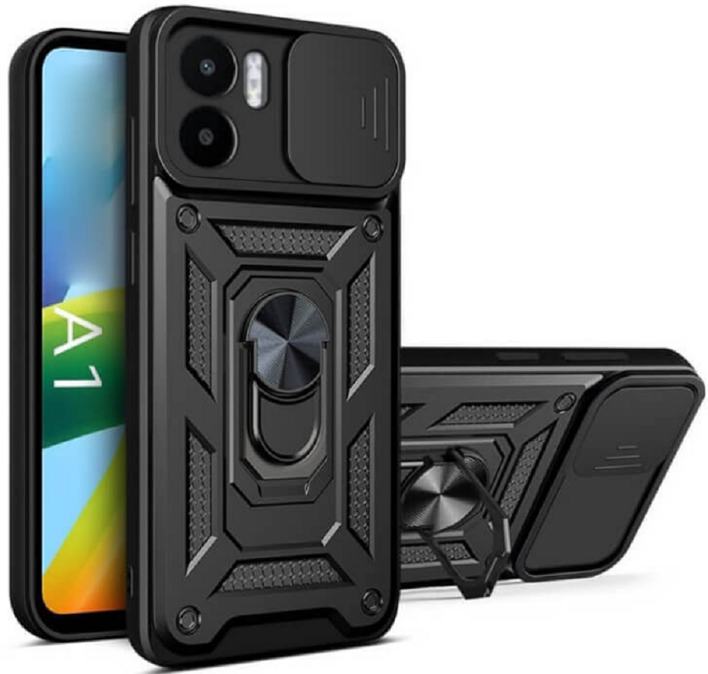 Bodycell Armor Slide - Ανθεκτική Θήκη Xiaomi Redmi A1 / A2 με Κάλυμμα για την Κάμερα & Μεταλλικό Ring Holder - Black (5206015018930)