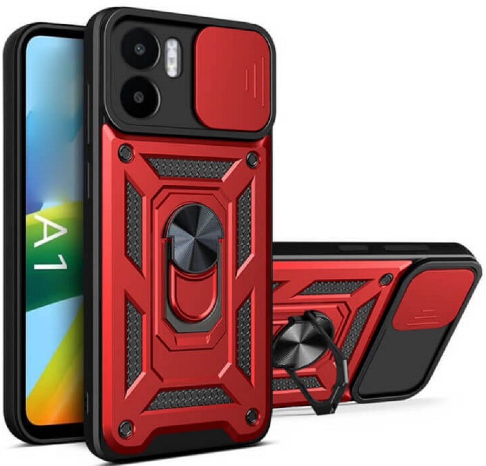 Bodycell Armor Slide - Ανθεκτική Θήκη Xiaomi Redmi A1 / A2 με Κάλυμμα για την Κάμερα & Μεταλλικό Ring Holder - Red