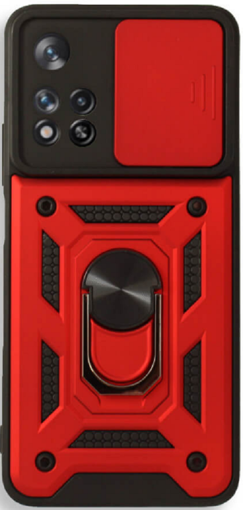 Bodycell Armor Slide - Ανθεκτική Θήκη Xiaomi Redmi Note 11 Pro Plus 5G με Κάλυμμα για την Κάμερα & Μεταλλικό Ring Holder - Red