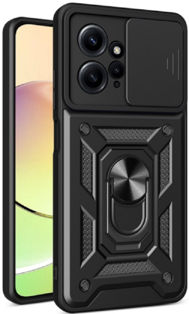 Bodycell Armor Slide - Ανθεκτική Θήκη Xiaomi Redmi Note 12 4G με Κάλυμμα για την Κάμερα & Μεταλλικό Ring Holder - Black