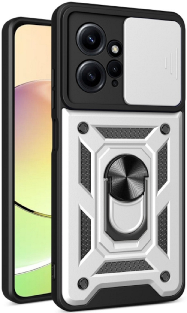 Bodycell Armor Slide - Ανθεκτική Θήκη Xiaomi Redmi Note 12 4G με Κάλυμμα για την Κάμερα & Μεταλλικό Ring Holder - Silver