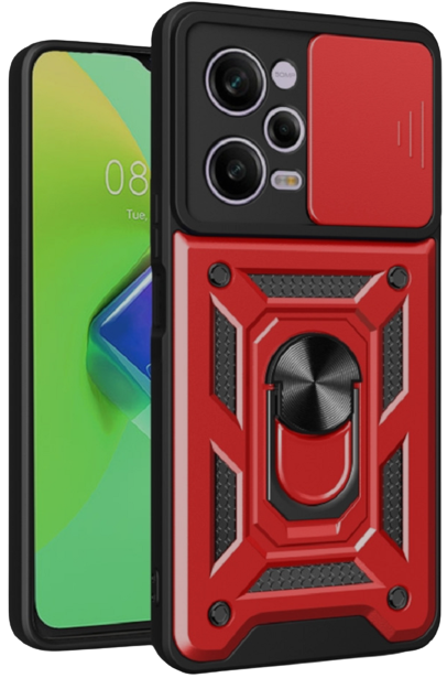 Bodycell Armor Slide - Ανθεκτική Θήκη Xiaomi Redmi Note 12 Pro 5G / Poco X5 Pro με Κάλυμμα για την Κάμερα & Μεταλλικό Ring Holder - Red