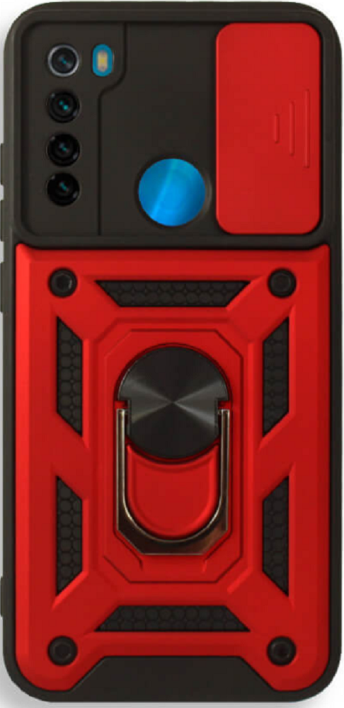Bodycell Armor Slide - Ανθεκτική Θήκη Xiaomi Redmi Note 8 / Note 8 2021 με Κάλυμμα για την Κάμερα & Μεταλλικό Ring Holder - Red