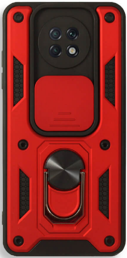 Bodycell Armor Slide - Ανθεκτική Θήκη Xiaomi Redmi Note 9T 5G με Κάλυμμα για την Κάμερα & Μεταλλικό Ring Holder - Red