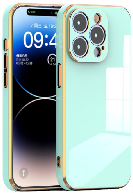 Θήκη Apple iPhone 15 Pro Max - Bodycell Gold Plated Σιλικόνης - Mint Green