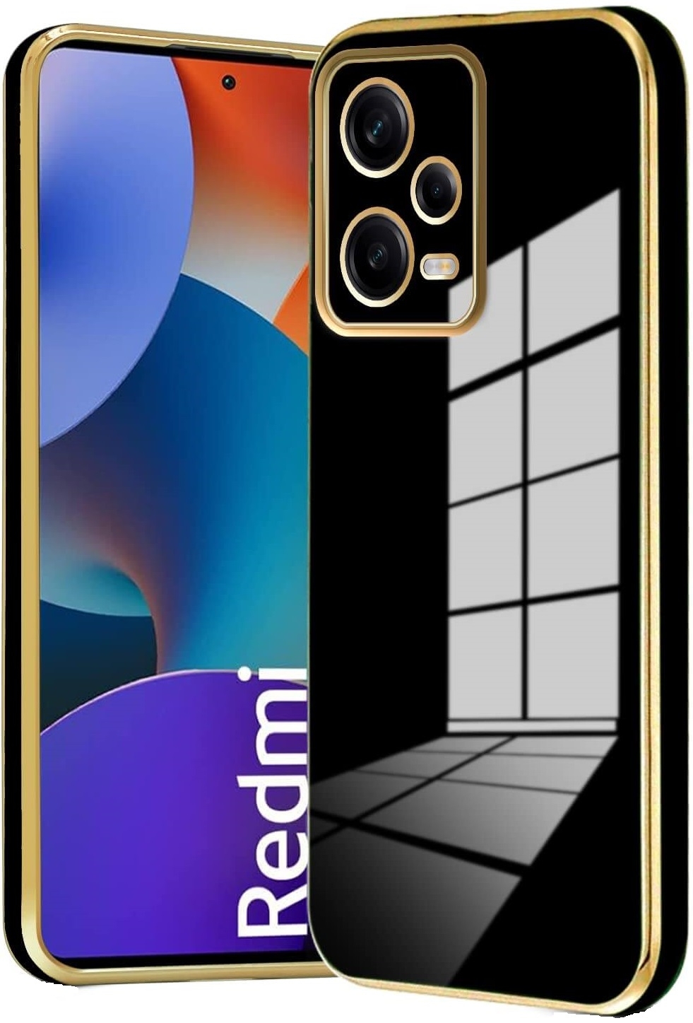Bodycell Gold Plated - Θήκη Σιλικόνης Xiaomi Redmi Note 12 5G / Poco X5 - Black (5206015071706)