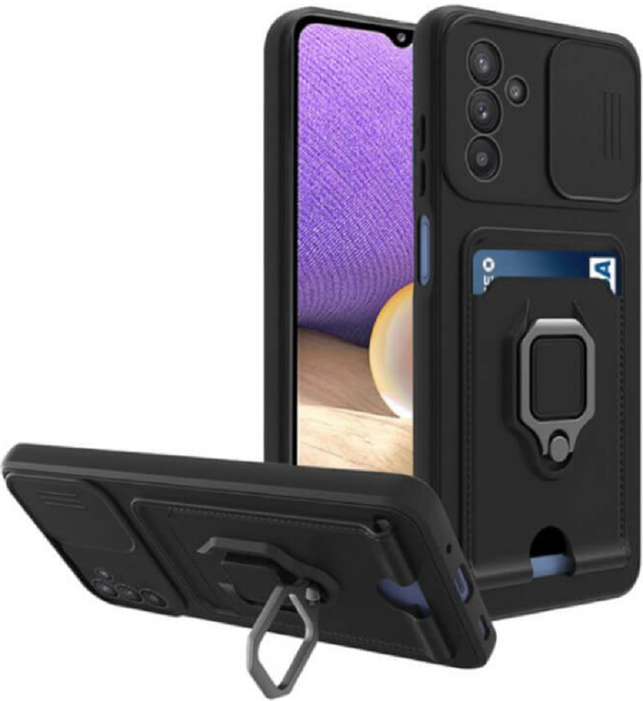 Bodycell Multifunction - Ανθεκτική Θήκη Samsung Galaxy A13 5G με Λουράκι Λαιμού / Κάλυμμα Κάμερας / Ring Holder / Υποδοχή Κάρτας - Black (5206015004025)