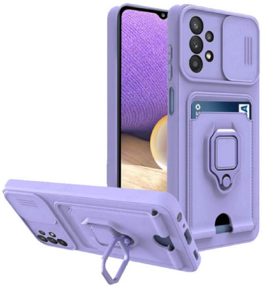 Bodycell Multifunction - Ανθεκτική Θήκη Samsung Galaxy A23 με Λουράκι Λαιμού / Κάλυμμα Κάμερας / Ring Holder / Υποδοχή Κάρτας - Purple 