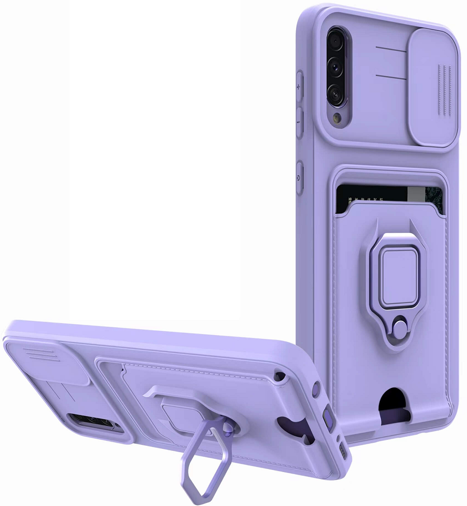 Bodycell Multifunction - Ανθεκτική Θήκη Samsung Galaxy A50/A30s με Λουράκι Λαιμού / Κάλυμμα Κάμερας / Ring Holder / Υποδοχή Κάρτας - Purple