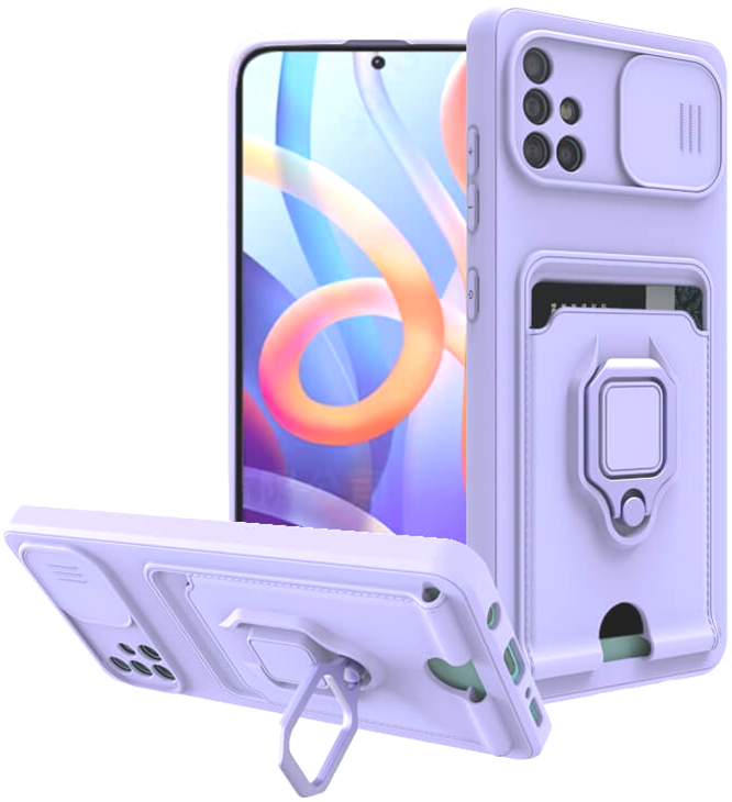Bodycell Multifunction - Ανθεκτική Θήκη Samsung Galaxy A51 με Λουράκι Λαιμού / Κάλυμμα Κάμερας / Ring Holder / Υποδοχή Κάρτας - Purple