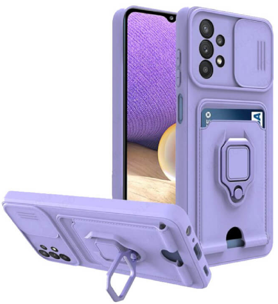 Bodycell Multifunction - Ανθεκτική Θήκη Samsung Galaxy A52 / A52s 5G με Λουράκι Λαιμού / Κάλυμμα Κάμερας / Ring Holder / Υποδοχή Κάρτας - Purple