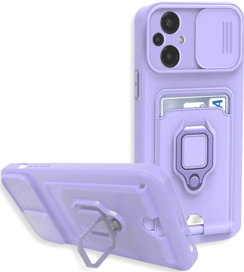 Bodycell Multifunction - Ανθεκτική Θήκη Xiaomi Poco M5 με Λουράκι Λαιμού / Κάλυμμα Κάμερας / Ring Holder / Υποδοχή Κάρτας - Purple (5206015015595)