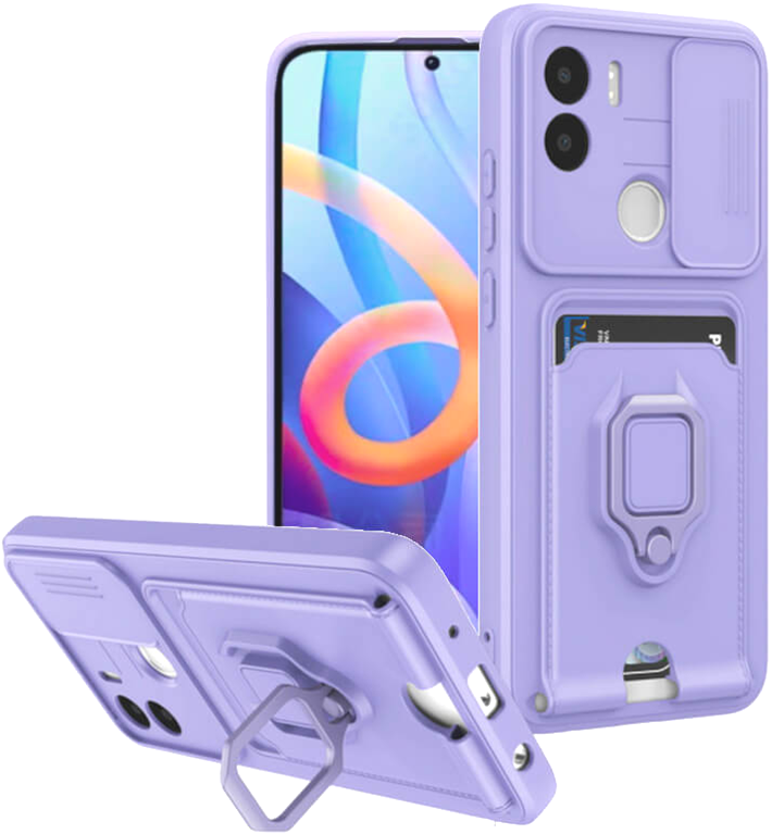 Bodycell Multifunction - Ανθεκτική Θήκη Xiaomi Redmi A2 Plus / A1 Plus με Λουράκι Λαιμού / Κάλυμμα Κάμερας / Ring Holder / Υποδοχή Κάρτας - Purple