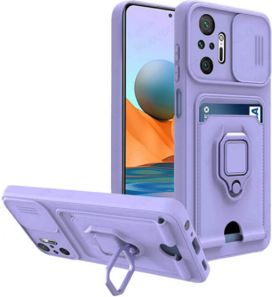 Bodycell Multifunction - Ανθεκτική Θήκη Xiaomi Redmi Note 10 Pro με Λουράκι Λαιμού / Κάλυμμα Κάμερας / Ring Holder / Υποδοχή Κάρτας - Purple