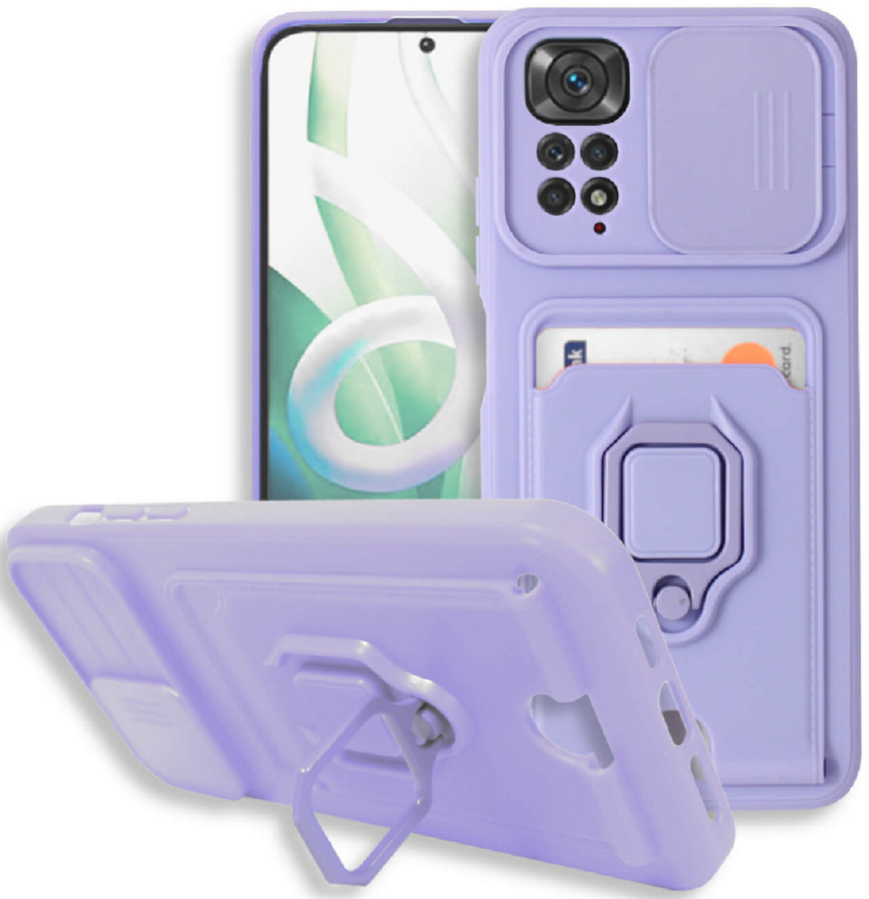 Bodycell Multifunction - Ανθεκτική Θήκη Xiaomi Redmi Note 11 Pro / Redmi Note 12 Pro 4G με Λουράκι Λαιμού / Κάλυμμα Κάμερας / Ring Holder / Υποδοχή Κάρτας - Purple (5206015012310)
