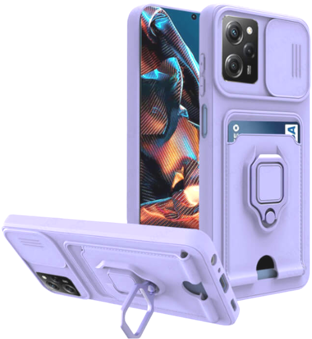 Bodycell Multifunction - Ανθεκτική Θήκη Xiaomi Redmi Note 12 Pro 5G / Poco X5 Pro με Λουράκι Λαιμού / Κάλυμμα Κάμερας / Ring Holder / Υποδοχή Κάρτας - Purple (5206015015885)