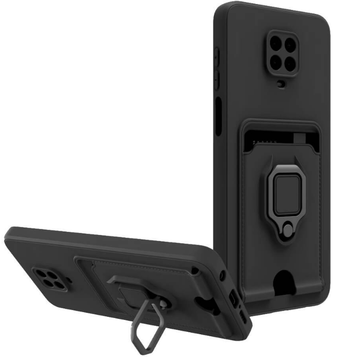 Bodycell Multifunction - Ανθεκτική Θήκη Xiaomi Redmi Note 9S / 9 Pro / 9 Pro Max με Λουράκι Λαιμού / Κάλυμμα Κάμερας / Ring Holder / Υποδοχή Κάρτας - Black