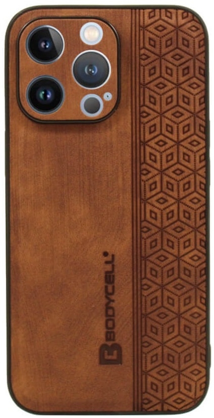 Bodycell Pattern Leather - Σκληρή Θήκη Apple iPhone 14 Pro - Brown