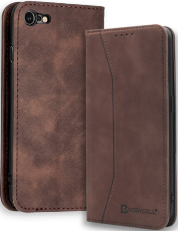 Bodycell Θήκη - Πορτοφόλι Apple iPhone SE 2022 / 2020 / 8 / 7 - Dark Brown