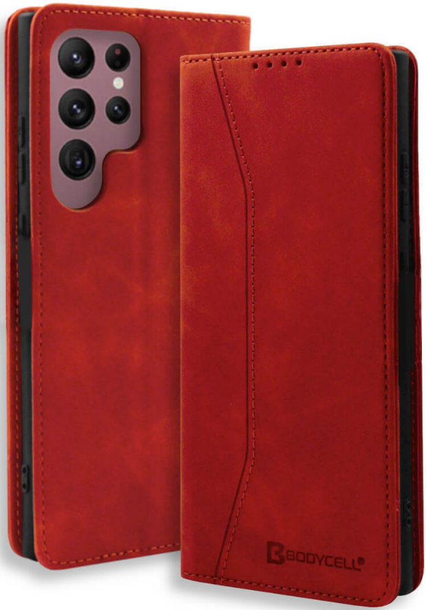 Bodycell Θήκη - Πορτοφόλι Samsung Galaxy S22 Ultra 5G - Red (5206015058493)