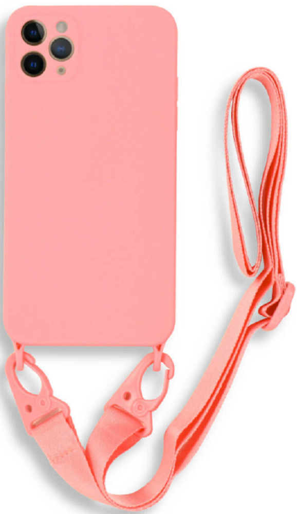 Bodycell Θήκη Σιλικόνης με Λουράκι Λαιμού - Apple iPhone 11 Pro Max - Pink