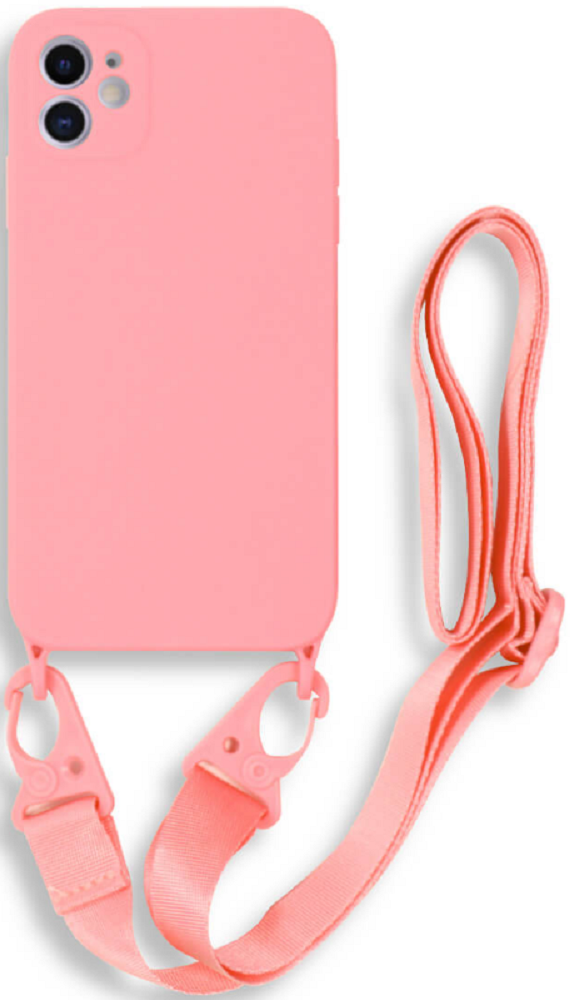 Bodycell Θήκη Σιλικόνης με Λουράκι Λαιμού - Apple iPhone 12 - Pink