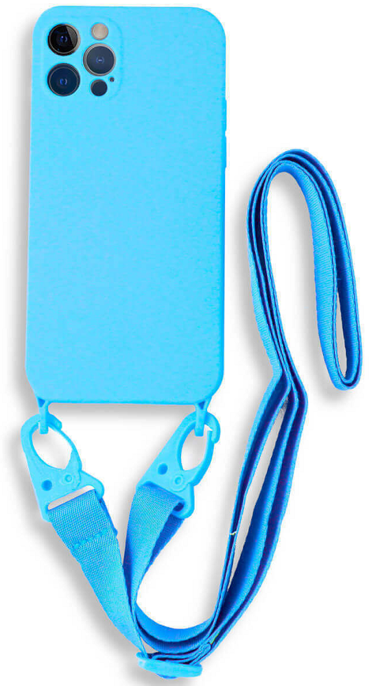 Bodycell Θήκη Σιλικόνης με Λουράκι Λαιμού - Apple iPhone 12 Pro - Light Blue