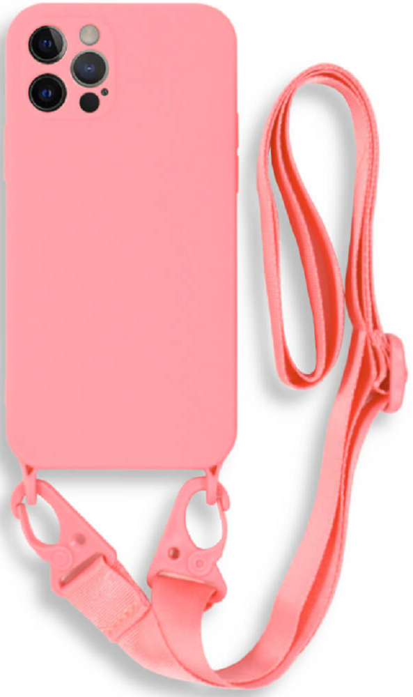 Bodycell Θήκη Σιλικόνης με Λουράκι Λαιμού - Apple iPhone 12 Pro - Pink (5206015000249)