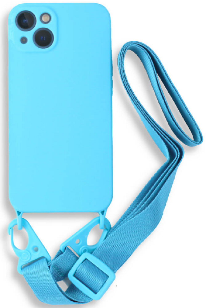 Bodycell Θήκη Σιλικόνης με Λουράκι Λαιμού - Apple iPhone 13 - Light Blue