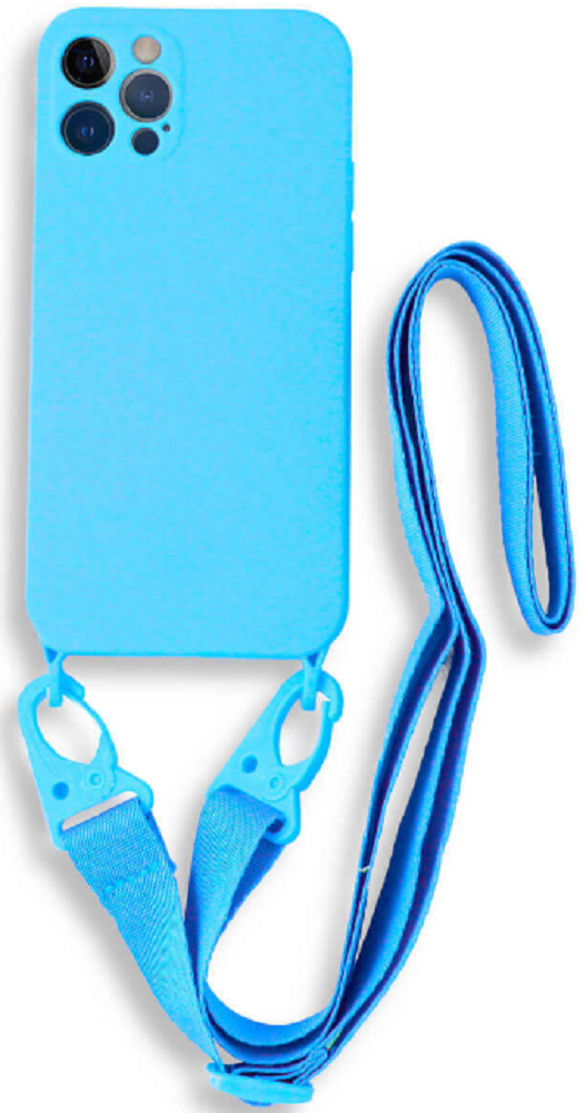 Bodycell Θήκη Σιλικόνης με Λουράκι Λαιμού - Apple iPhone 13 Pro Max - Blue
