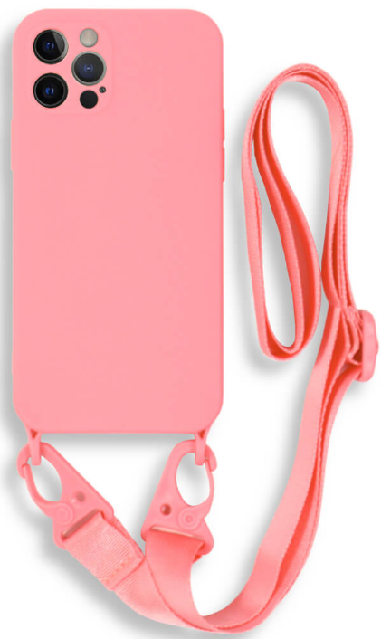 Bodycell Θήκη Σιλικόνης με Λουράκι Λαιμού - Apple iPhone 13 Pro Max - Pink