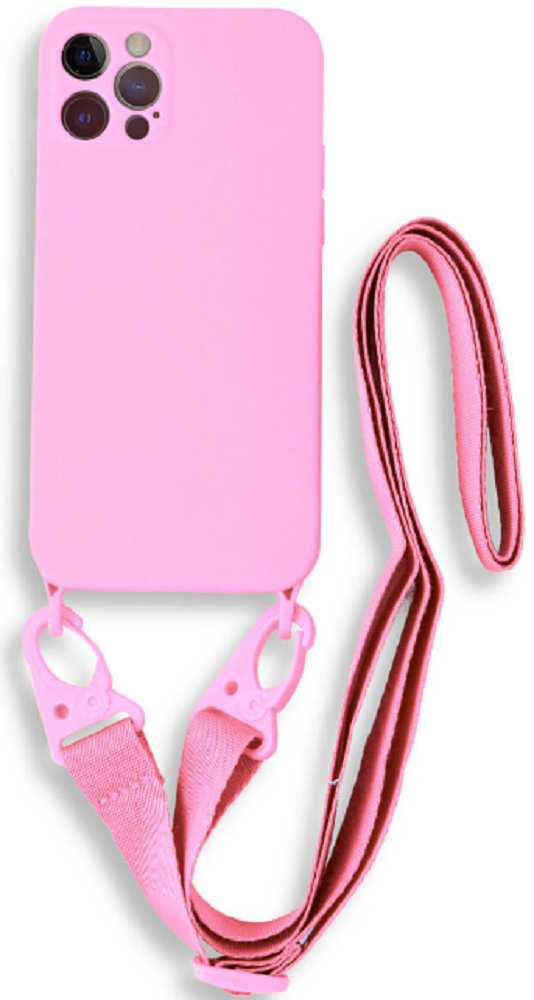 Bodycell Θήκη Σιλικόνης με Λουράκι Λαιμού - Apple iPhone 13 Pro - Pink