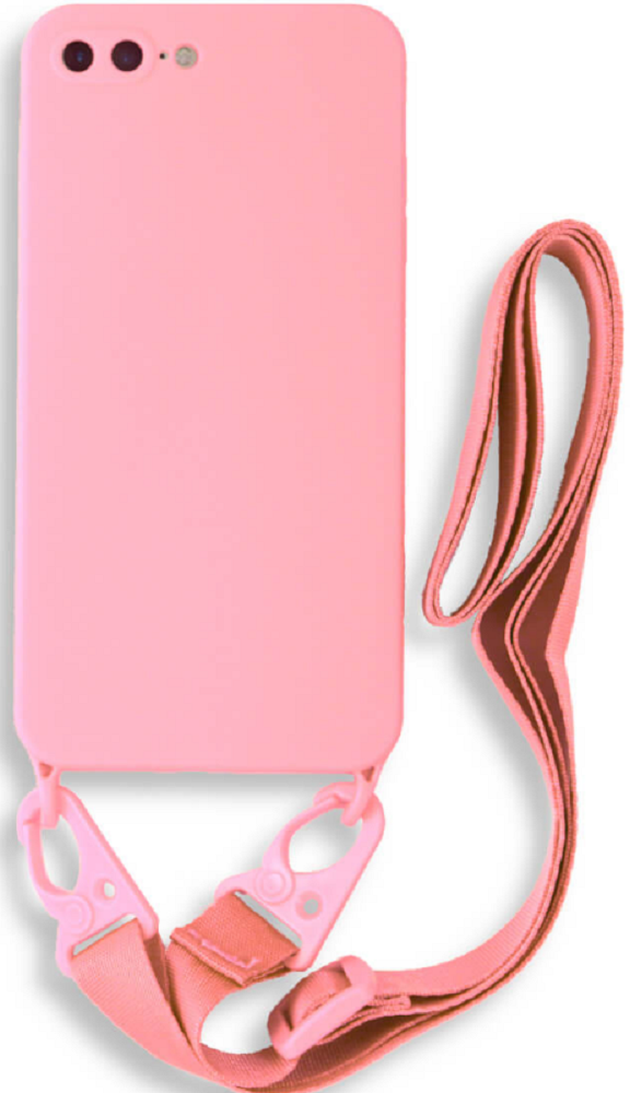 Bodycell Θήκη Σιλικόνης με Λουράκι Λαιμού - Apple iPhone 8 Plus / 7 Plus - Pink