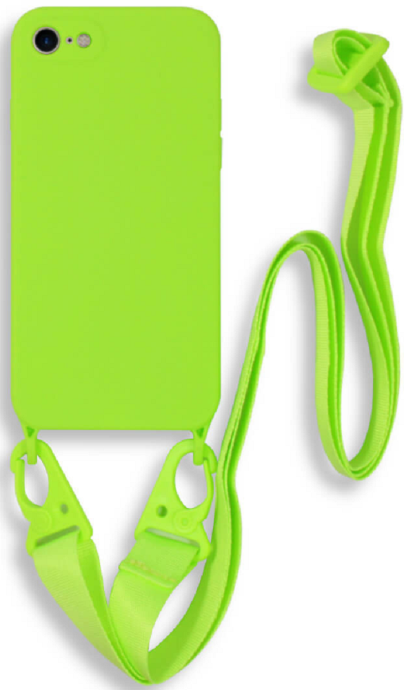 Bodycell Θήκη Σιλικόνης με Λουράκι Λαιμού - Apple iPhone SE 2022 / 2020 / 8 / 7 - Light Green