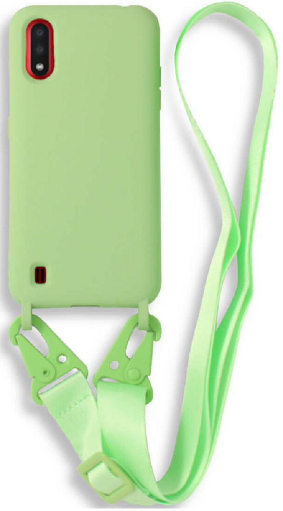 Bodycell Θήκη Σιλικόνης με Λουράκι Λαιμού - Samsung Galaxy A01 - Green