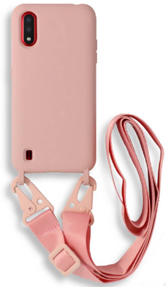 Bodycell Θήκη Σιλικόνης με Λουράκι Λαιμού - Samsung Galaxy A01 - Pink