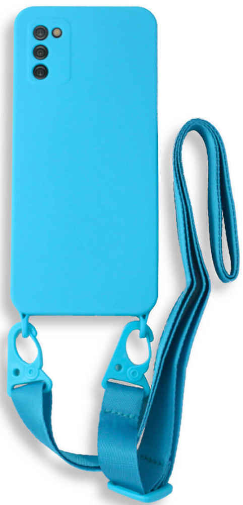 Bodycell Θήκη Σιλικόνης με Λουράκι Λαιμού - Samsung Galaxy A02s - Light Blue