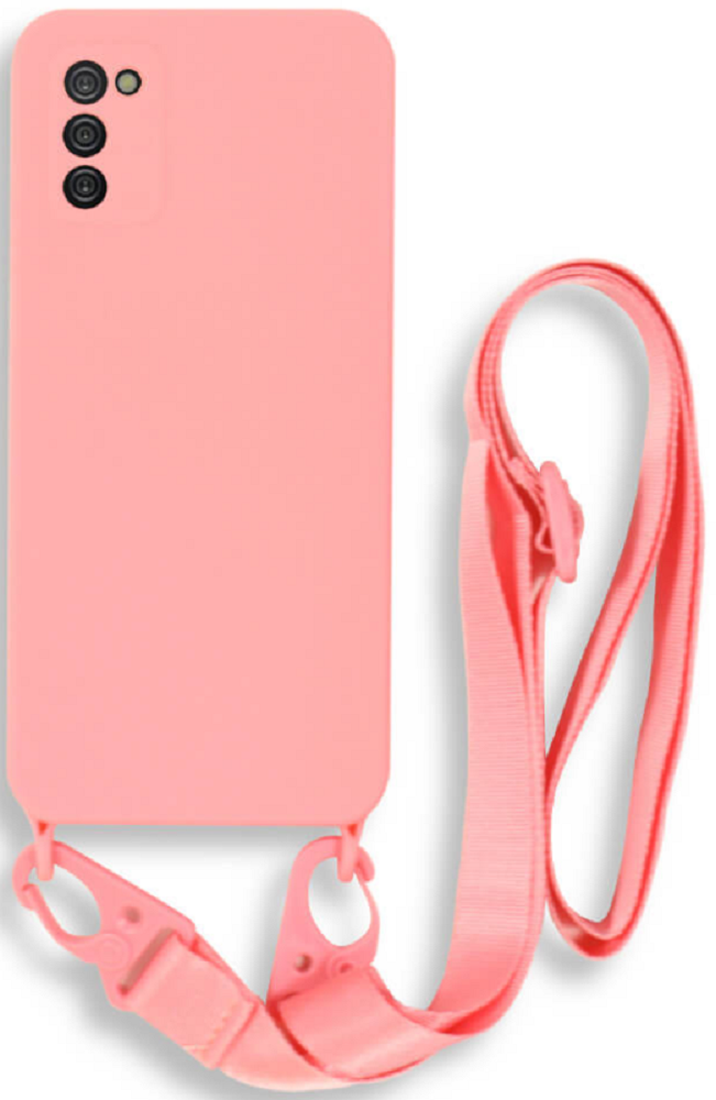 Bodycell Θήκη Σιλικόνης με Λουράκι Λαιμού - Samsung Galaxy A02s - Pink