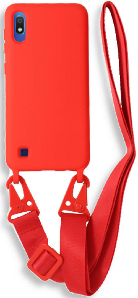 Bodycell Θήκη Σιλικόνης με Λουράκι Λαιμού - Samsung Galaxy A10 - Red (5206015000645)