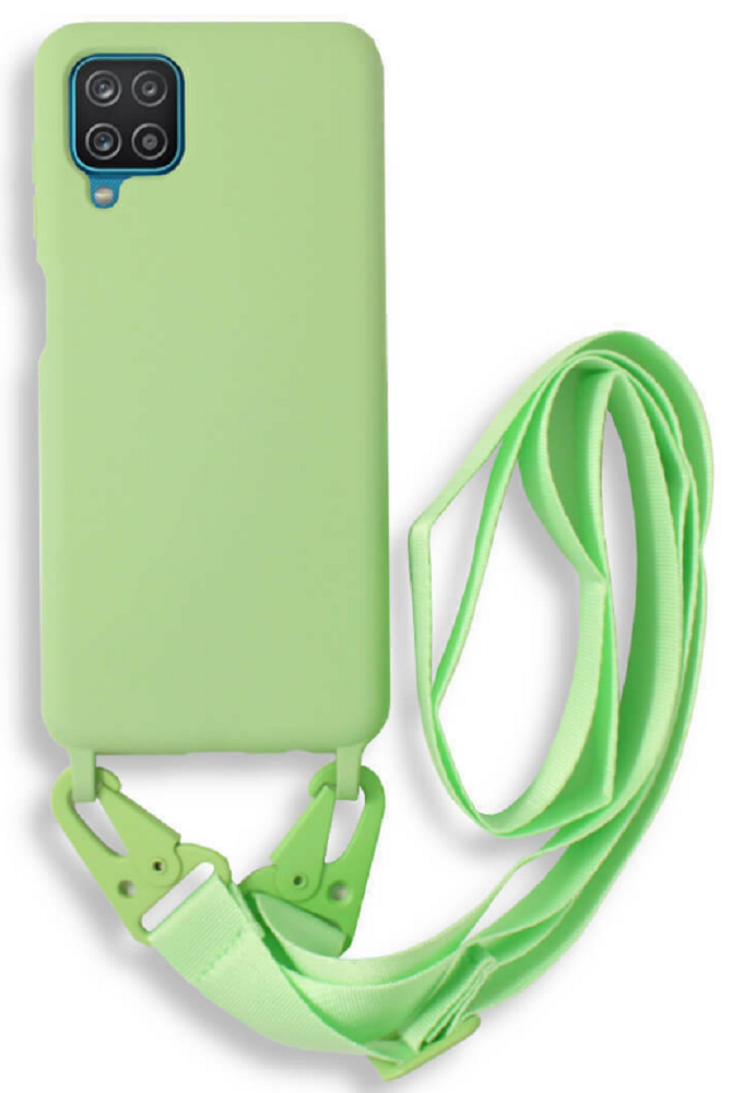 Bodycell Θήκη Σιλικόνης με Λουράκι Λαιμού - Samsung Galaxy A12 - Green