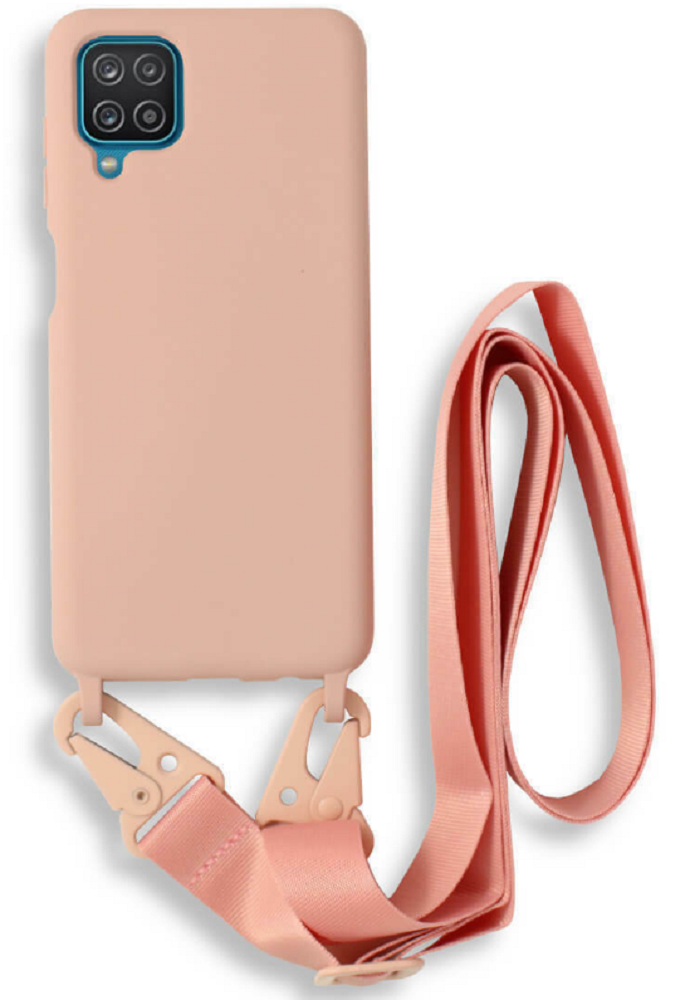 Bodycell Θήκη Σιλικόνης με Λουράκι Λαιμού - Samsung Galaxy A12 - Pink (5206015000676)