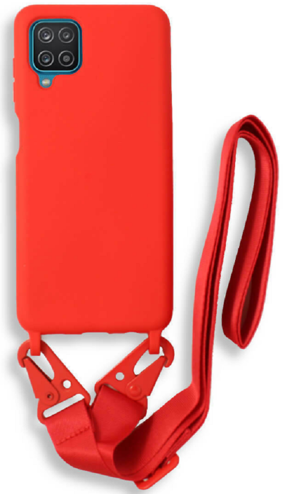 Bodycell Θήκη Σιλικόνης με Λουράκι Λαιμού - Samsung Galaxy A12 - Red