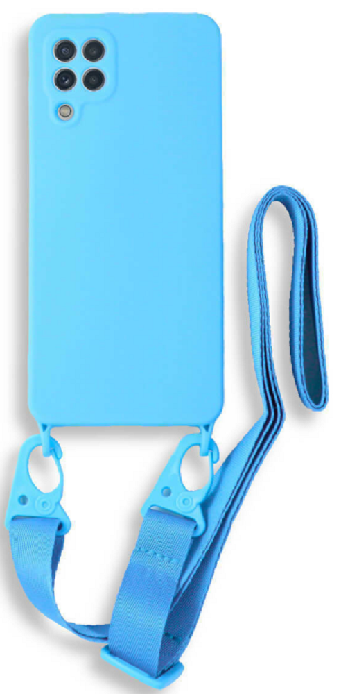 Bodycell Θήκη Σιλικόνης με Λουράκι Λαιμού - Samsung Galaxy A22 4G - Light Blue