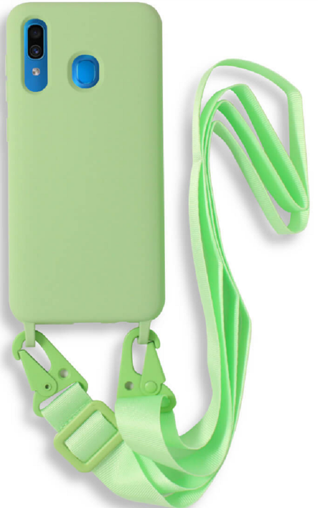 Bodycell Θήκη Σιλικόνης με Λουράκι Λαιμού - Samsung Galaxy A30 - Green (5206015001314)