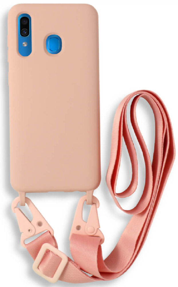Bodycell Θήκη Σιλικόνης με Λουράκι Λαιμού - Samsung Galaxy A30 - Pink (5206015001321)