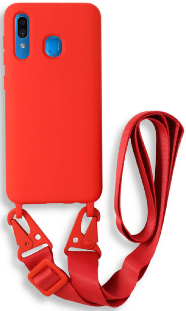 Bodycell Θήκη Σιλικόνης με Λουράκι Λαιμού - Samsung Galaxy A30 - Red