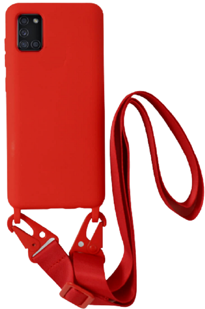 Bodycell Θήκη Σιλικόνης με Λουράκι Λαιμού - Samsung Galaxy A31 - Red