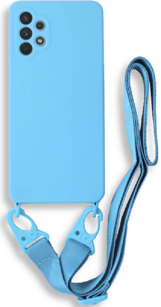 Bodycell Θήκη Σιλικόνης με Λουράκι Λαιμού - Samsung Galaxy A32 5G - Light Blue (5206015001420)