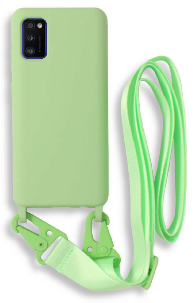 Bodycell Θήκη Σιλικόνης με Λουράκι Λαιμού - Samsung Galaxy A41 - Green